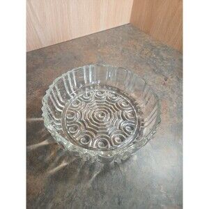 Vintage Clear Pressed Glass Round Serving  Dish 6.75" Diam.